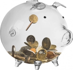 Transparente Glas-Spardose in Schweinform Ruhhy