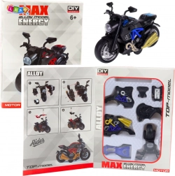 Metall-Motorrad zum Zusammenbauen 1:14 – blaues DIY-Modell