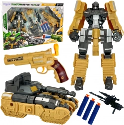 Woopie 3-in-1: Transformierender Roboter, Panzer und Pistole für Schaumstoffpfeile – braun