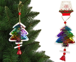 Weihnachtsornament – Baum mit Pailletten und Glöckchen