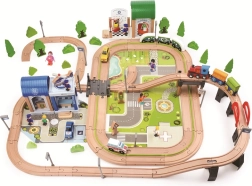 2Kids Toys Holz-Eisenbahnstrecke Stadt und Dorf, 200 Teile