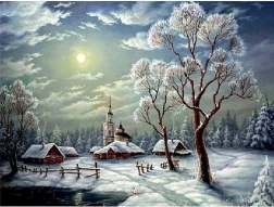 Diamantmalerei verschneite Winterlandschaft 30 × 40 cm