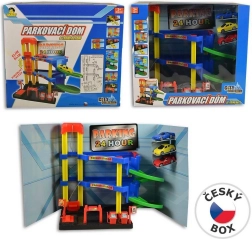 MaDe Garage mit manuellem Aufzug und 3 Autos, 29 cm