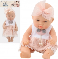 Stoffpuppe Baby in rosa Kleidchen 30 cm
