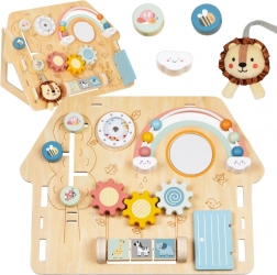 hölzerne Motoriktafel Häuschen für Kinder
