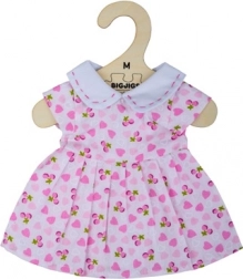 Bigjigs Toys rosa Kleider mit Herzchen für Puppen 34 cm