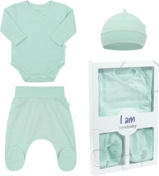 3-teiliges Neugeborenen-Set NEW BABY I AM, mint, Gr. 62 (3–6 Monate)
