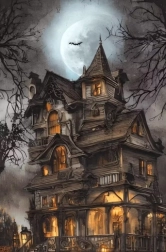 Diamantmalerei Spukhaus 30 × 40 cm