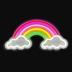 LED-Neonlampe Regenbogen mit Wolken