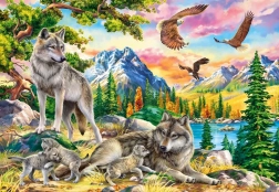 Puzzle 1000 Teile Wolf Family and Eagles