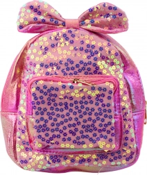 Kinder rosa Rucksack mit Pailletten und Schleife