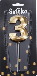 Partykerze Zahl 3 Gold