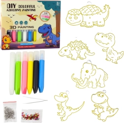 Kreatives DIY-Set – Suncatcher-Anhänger Dinosaurier mit 6 Gelstiften