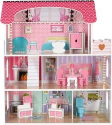 Holzpuppenhaus mit LED-Beleuchtung, 70 cm, rosa