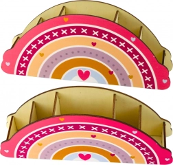 Holz-Organizer für den Tisch für Kinder in rosa Farbe mit Regenbogenmotiv
