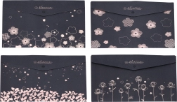 Kunststoff-Dokumentenmappe mit Druckknopf 33 × 23 cm – Blumenmotiv