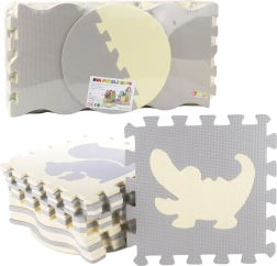 Weiche EVA-Schaumstoff-Puzzlematte, Lern-Laufstall, beige und grau, 25 Teile