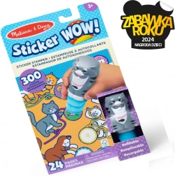 Magisches Buch und Stempel mit Aufklebern Katze