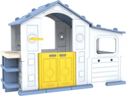 Großes Kinderspielhaus mit Vorraum, Basketballkorb und Spülbecken – blaues Dach