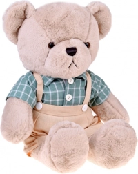 Plüschbär Franek 58 cm in grüner Vintage-Hemdbluse