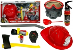 Feuerwehr-Set für Kinder – Helm, Maske, Axt, Brecheisen und Zubehör, rot