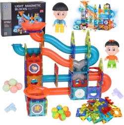 3D magnetische Bausteine – Baue eine große leuchtende Kugelbahn, 142 Teile ZA5238