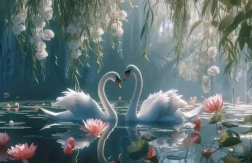 Diamantmalerei Schwäne 30 × 40 cm