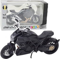 Metall-Sportmotorrad 1:12 mit Licht und Sound – Schwarz mit goldenen Akzenten