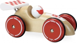 XL-Holzrennwagen mit weißem Flügel