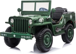 Elektrisches Kinderauto Jeep Willys, 3‑sitzig, mit Fernbedienung 12 V – Grün