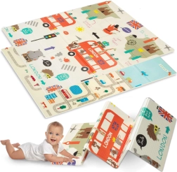 Humbi beidseitige faltbare Schaumstoffmatte für Kinder London 120 × 180 cm
