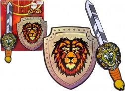 Rittersatz aus EVA-Schaum – Schwert und Schild mit Löwenmotiv