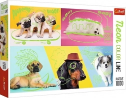 Puzzle 1000 Stk. Neon Color Line - Verrückte Hunde