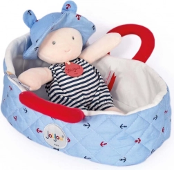 Doudou Jolijou Puppe in blauer Tragetasche