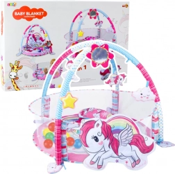 Bildungsspieldecke für Babys 3-in-1 mit Einhorn rosa