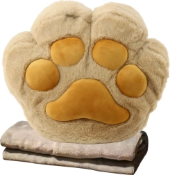 Plüschkissen mit Handtasche und Decke, beige 40 cm
