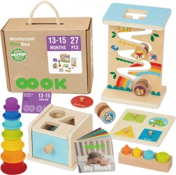 Woopie Green Montessori-Box 6-in-1 Holz-Lernset für Kinder 13–15 Monate