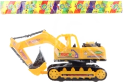 Ketten-Bagger aus Kunststoff mit Bulldozer 2in1 mit Schwungradantrieb 27 cm - 1 Stück