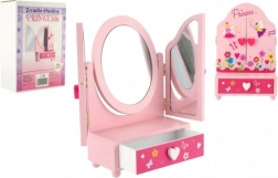 Kinder-Toilettenspiegel mit Schmuckkästchen Princess, Holz, rosa