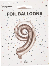 Folienballon Zahl 9 perlrosa 35 cm