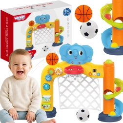 Woopie baby interaktives Sportzentrum 2-in-1 – Tor und Basketballkorb mit Elefant