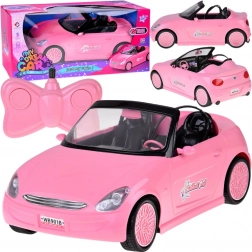 Rosa RC-Cabrio für Puppen mit LED-Lichtern und Fernbedienung
