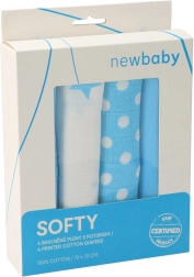 Mullwindeln aus Baumwolle mit Print 70 × 70 cm, 4 Stk., türkis‑weiß