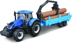 Bauernhof-Set Traktor New Holland T7.315 HD mit 3 Anhängern 10 cm