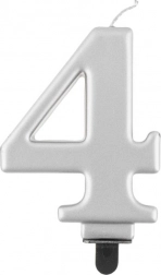 Silberne Tortenkerze Zahl 4