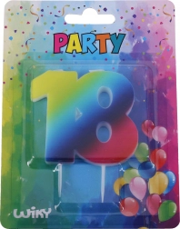 Geburtstagskerze Zahl 18, regenbogenfarben