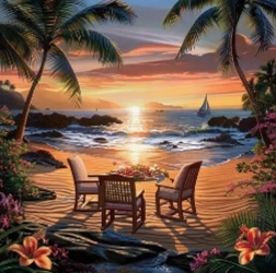 Diamantmalerei „Sitzen beim Sonnenuntergang“ 30 × 40 cm