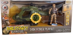 Set aus Militärhubschrauber und Soldatenfigur