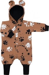 Baby-Baumwoll-Overall mit Kapuze und Öhrchen NEW BABY Pfote senfgelb 86 (12–18 Monate)