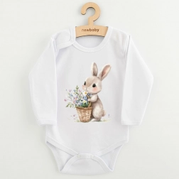 Baby-Body mit Aufdruck Häschen mit Blümchen New Baby